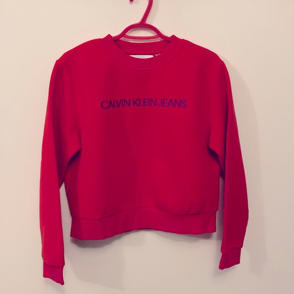 Bright Red Calvin Klein Long Sleeve Fleece - Picture 1 of 5